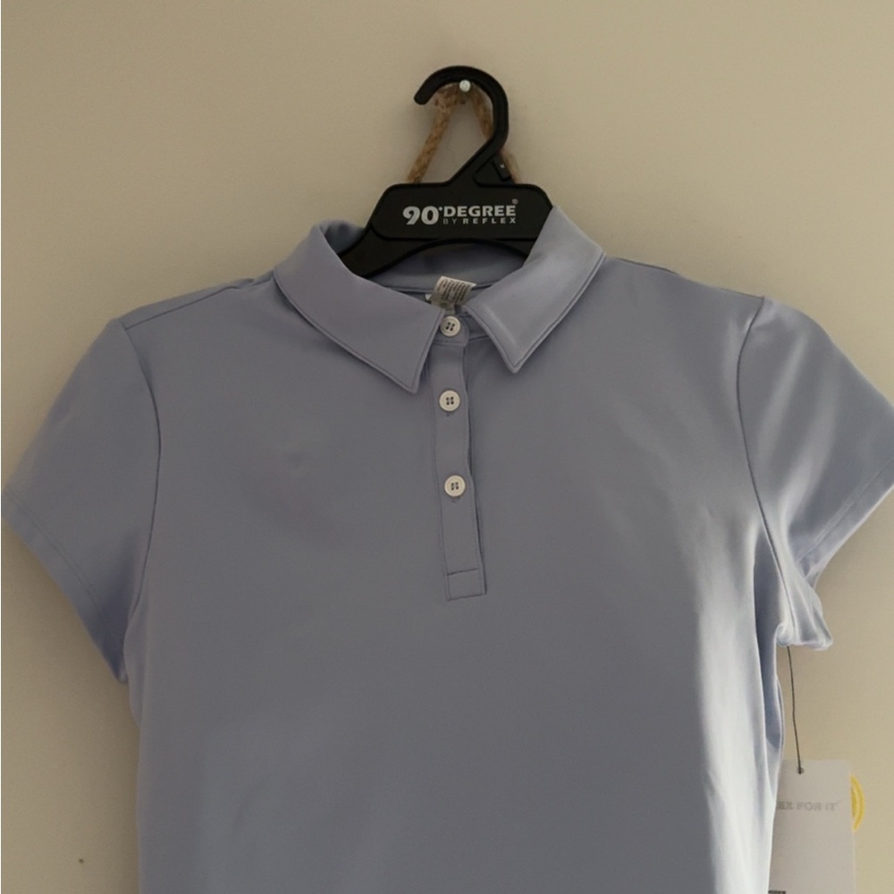 Reflex Gray Fitted Short Sleeve Polo Top And Skirt Set